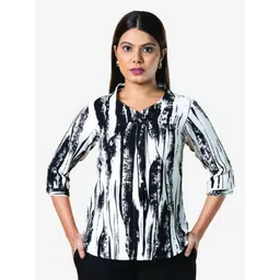 NOT SO PINK Women Abstract Printed Tie-Up Neck Top-picture-15