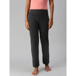 NOT YET by us Women Charcoal Grey Solid Cotton Lounge Pants-picture-12