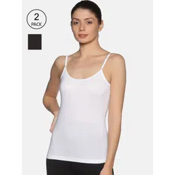 NOT YET by us Women Pack Of 2 Black & White Solid Cotton Camisoles-picture-24