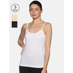 NOT YET by us Women Pack Of 3 Black & White Solid Adjustable Camisoles-picture-32