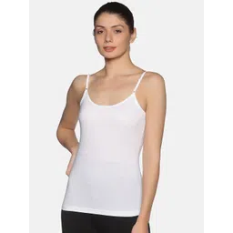 NOT YET by us Women White Solid Cotton Pack of 3 Adjustable Straps Camisoles image 1