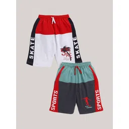Nottie Planet Pack of 2 Boys Red Typography Printed Pure Cotton Shorts-picture-39