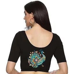 notyet by us Peacock Print Cotton Blouse, Half Sleeve, Round Neck-picture-19