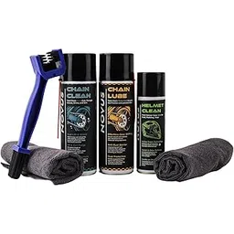 Novus Cleanest Deal Ever, Motorcycle Maintenance Kit, Chain Clean 500ml, Chain Lube 500ml, Helmet Clean 150ml, with Precision Brush and 350GSM Microfibre Cloth-picture-25