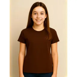 NOW OR NEVER Kids-Girls Coffee Brown Tshirts-picture-19