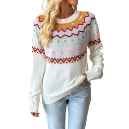 NOWI Women Fair Isle Printed Pullover-picture-38
