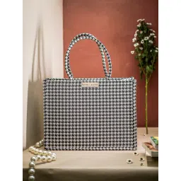 NR by Nidhi Rathi Black Fabric Textured Tote Handbag-picture-31