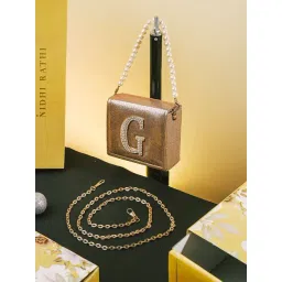 NR by Nidhi Rathi Golden Leather Embellished Clutch-picture-37