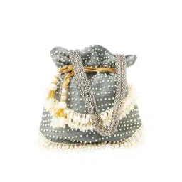 NR by Nidhi Rathi Grey Embellished Potli-picture-35