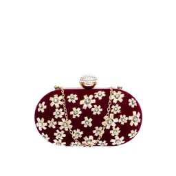 NR by Nidhi Rathi Maroon Fabric Clutch-picture-10