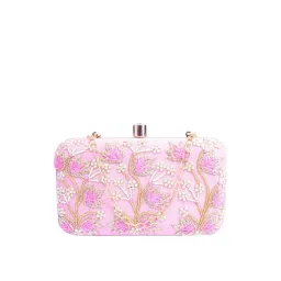 NR by Nidhi Rathi Pink Fabric Minaudiere Clutch-picture-39