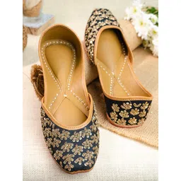 NR By Nidhi Rathi Square Toe Ethnic Embellished Fabric Mojaris-picture-33