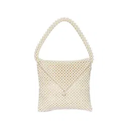 NR by Nidhi Rathi White Fabric Envelope Clutch-image-4