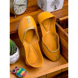 NR By Nidhi Rathi Women Yellow Ethnic Mojaris Flats-picture-14