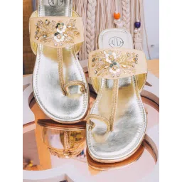 NR by Nidhi Rathi Women's Gold Toe Ring Sandals image 1