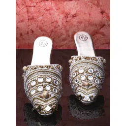NR by Nidhi Rathi Women's Golden Mule Shoes-picture-31