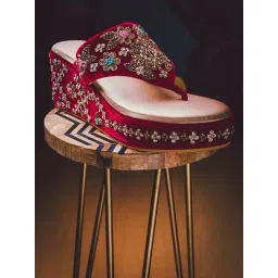 NR by Nidhi Rathi Women's Pink Thong Wedges-picture-14