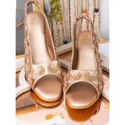 NR by Nidhi Rathi Women's Rose Gold Sling Back Sandals-picture-29