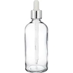 nsb herbals 100 ML Clear/Transparent Round Empty Glass Bottle/Glass Dropper/Silver Colour Ring/Silicon White Teat, Refillable, For Essential Oils, Perfumes (Pack Of 1)-picture-15