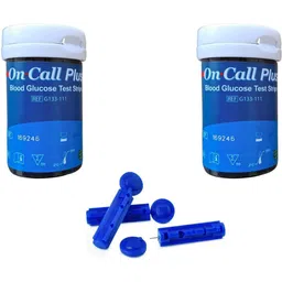 NSC On Call Plus 50 Strips With Naulakha Glucometer Lancets (100) 50 Glucometer Strips-picture-12