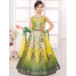 NTURVA Girls Embroidered Mirror Work Ready to Wear Lehenga & Blouse With Dupatta-picture-26