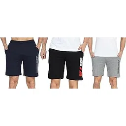 nu9 Men's Cotton Shorts | 100% Cotton | Regular Fit | Mid-Rise | Elastic Waist with Drawstring | 2 Side Pockets | Casual, Gym, Sports Wear | Combo Pack of 3-picture-46