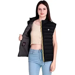 nu9 Women’s Black Sleeveless Winter Puffer Jacket | Lightweight Quilted Polyester Vest | High Neck, Zip Closure & 2 Side Pockets | Warm Casual Winter Wear-picture-50