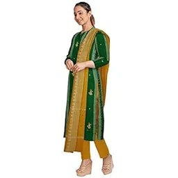 nuapatanapata Women's Cotton Ankle Length Odisha Sambalpuri Handloom Unstitched Salwar Suit With Dupatta | Ethnic Wear 3/4 Sleeve Kurta Set for Girls and Occasion (Green)-picture-36