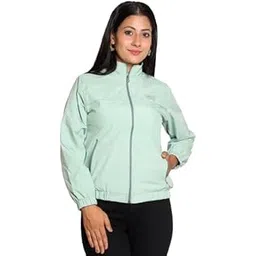 nubie Women's Regular Fit Polyester Windcheater Jacket, Light Weight, Green, Full Zip, Hip Length-LIGHT GREEN-picture-19