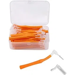 nudfsy 25 Pcs Interdental Brush for Teeth, Can Be Replaced L-Shape Interdental Brush Flosser for Teeth Clean Toothbrush Seam Brush Brush Orthodontics (Orange)-picture-28