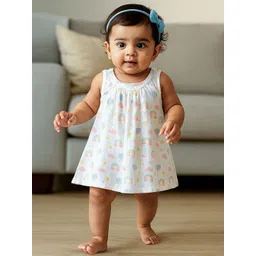 Nuego Girls Balloon Print Pure Organic Cotton Muslin Zip Frock-picture-53