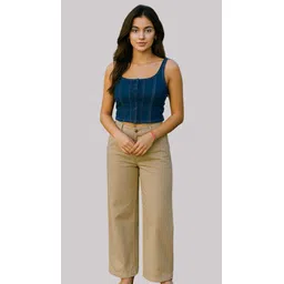 nuevosdamas Casual Sleeveless Solid Women Light Blue Top-picture-35