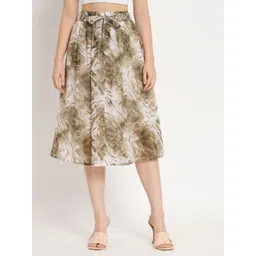 NUEVOSDAMAS Floral Printed A-Line Midi Skirt-picture-5
