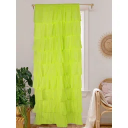 NUEVOSDAMAS Lime Green Ruffled Cotton Silk Window Curtain-picture-42