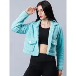 NUEVOSDAMAS Spread Collar Fleece Crop Tailored Jacket-picture-24