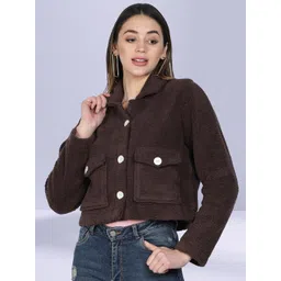 NUEVOSDAMAS Spread Collar Fleece Crop Tailored Jacket-picture-23