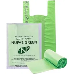 NufabGreen Compostable Biodegradable, Carry Bags For Grocery And Daily Needs (50 Count) (Carry Bag 16x20 For Shopes And Home- For Home And Restraunt Use-image-36
