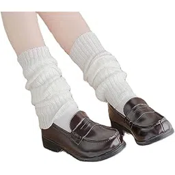 nufiwi Harajuku Japanese Lolita Leg Warmers Women Gothic Knit Long Socks Leggings Gaiters Knee Goth Winter Cuff Ankle Heap Sock, A White, One Size-picture-35