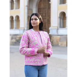 Nuhh Pink Cotton Voile Regular Fit Jacket-picture-29