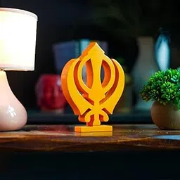 NUKKAD TALES Khanda Orange Showpiece Home Decor Items Living Room Decoration Items Book Shelf Decor Birthday Gift Items Religious Decoration Item (20.3 x 13.4 x 5 cm) Engineered Wood-picture-18