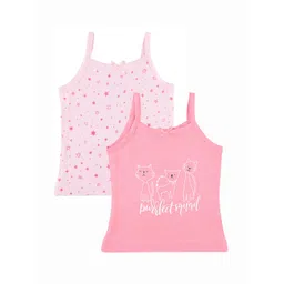 Nuluv Girls Pack of 2 Pink Printed Cotton Camisoles-picture-12