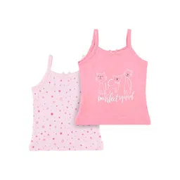 Nuluv Girls Pack Of 2 Printed Pure Cotton Camisoles-picture-24
