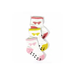 Nuluv Infant Girls Pack Of 3 Printed Anti Skid Ankle Length Socks-picture-29
