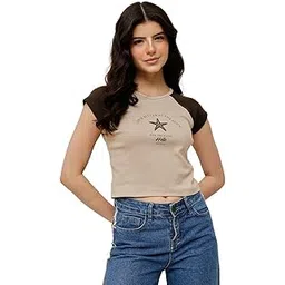 nümae Women's 100% Cotton Raglan Sleeve Crop Top-picture-19