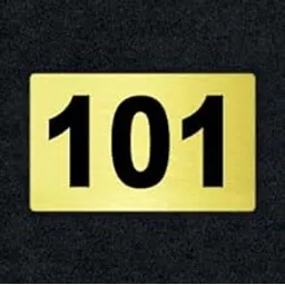 Number Plate 101 Room, Hotel, Hospital, Lodge,Apartment, Flat,Door No,College, Library, Rack Numbers Warehouse, Gold Acrylic Background with Black Letter with PVC Waterproof Sticker-picture-34