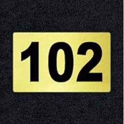Number Plate 102 Room, Hotel, Hospital, Lodge,Apartment, Flat,Door No,College, Library, Rack Numbers Warehouse, Gold Acrylic Background with Black Letter with PVC Waterproof Sticker-picture-35