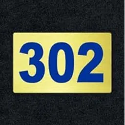 Number Plate 302 Room, Hotel, Hospital, Lodge,Apartment, Flat,Door No,College, Library, Rack Numbers Warehouse, Gold Acrylic Background with Blue Letter with PVC Waterproof Sticker-picture-36