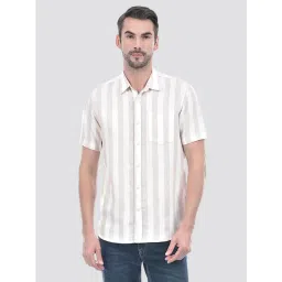 Numero Uno Beige Regular Fit Striped Shirt-picture-38