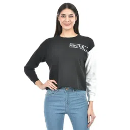 NUMERO UNO Black & White Cotton Graphic Print Sweatshirt-picture-23