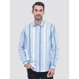 Numero Uno Blue Cotton Regular Fit Striped Shirt-picture-39